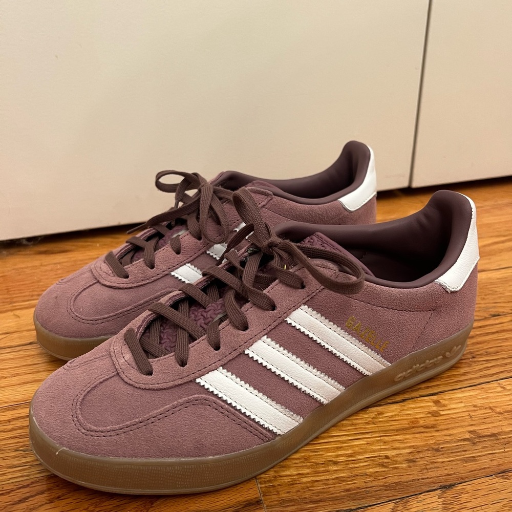 Adidas Gazelle Indoor Sneakers in Shadow Fig/Cloud White/Gum